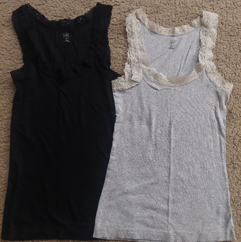 Lace trimmed tank tops
